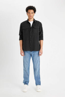 Хлопковая рубашка обычного кроя с длинными рукавами - Defacto фото 2