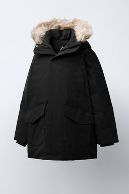 LONG FEATHER AND DOWN WATER-REPELLENT PUFFER JACKET WITH DETACHABLE FAUX FUR HOOD - Zara фото 3