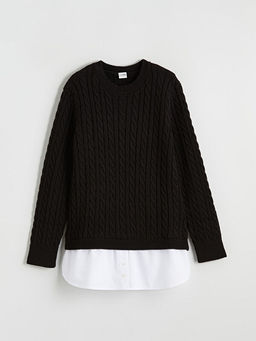 Bisiklet Yaka K?z ?ocuk Triko Kazak