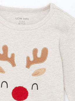 Bisiklet Yaka Uzun Kollu Y?lba?? Temal? Erkek Bebek Pijama Tak?m?