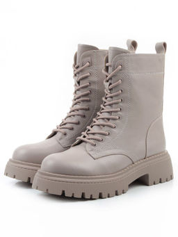 04-PAM439-2Z GRAY/BEIGE Ботинки зимние женские (натуральная кожа, 100% шерсть)