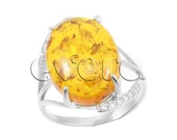 Кольцо из серебра янтарь, К1166я