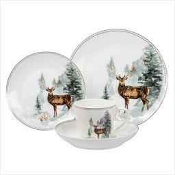 Тарелка новогодняя «Зимний лес», d=27 см, фарфор, белая