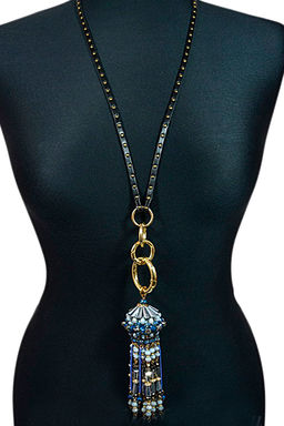 Подвеска из циркона на кожаном шнурке, 76см