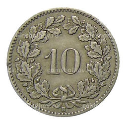Монета 10 раппенов 1919 года Швейцария