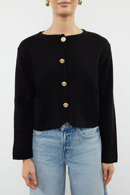 TRENDYOLMILLA Siyah Bisiklet Yaka Ceket GorunumluTriko H?rka TWOAW25HI00066  фото 2