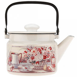 "Летний этюд" Чайник эмалированный 2л, металлическая крышка (Россия)
