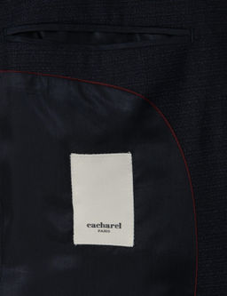 Lacivert Slim Fit Mikro Desenli Mono Yaka Y_n Kar___ml_ Tak_m Elbise - Cacharel фото 6