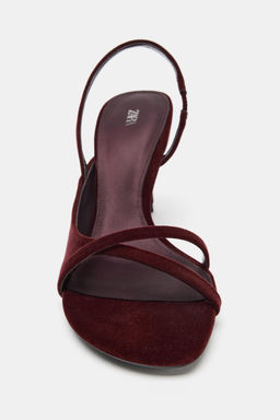 VELVET EFFECT HEELED SANDALS