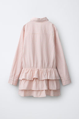 VESTIDO CAMISERO CUADROS Y VOLANTES / Rosa - Zara фото 3