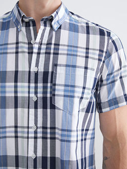 Regular Fit K?sa Kollu Ekose Poplin Erkek G?mlek