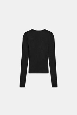 LONG SLEEVE RIBBED TOP - Zara фото 6