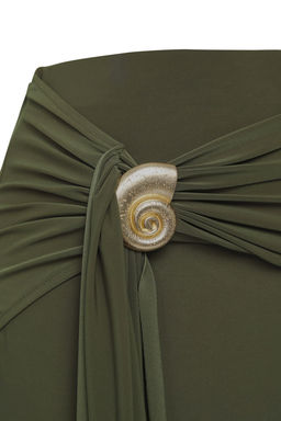 Limited Edition Haki Vucuda Oturan Aksesuar Detayl? Orme Uzun Etek TPRSS25ET00004