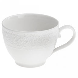 "Русь" Чашка фарфоровая 500мл, д11,5см h8,8см, глянцевая глазурь, белый, рельефный декор (Китай)