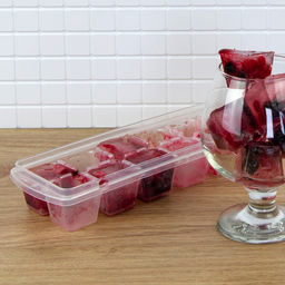 Форма для льда пластмассовая "Кубики" 8,5x4x26см, с крышкой, с клапаном, аквамарин (Россия)