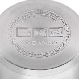 Ковш нерж/ сталь, 1.7 л, крышка стекло, индукция, силикон/ ручки мятные, SD23-16SP-2 Daniks, 451813  фото 9