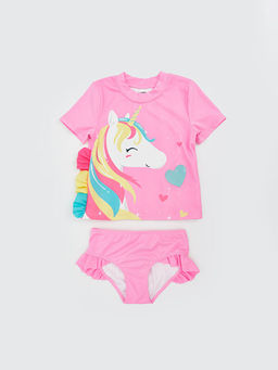 Bask?l? K?z ?ocuk Bikini Tak?m