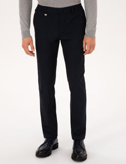 Lacivert Slim Fit Flanel Dokulu Kuma_ Pantolon - Pierre cardin фото 8