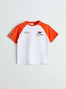 Bisiklet Yaka Bask?l? Erkek ?ocuk Ti??rt