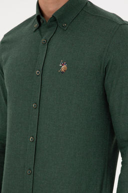 Мужская темно-зеленая базовая рубашка с длинным рукавом Неожиданная скидка в корзине - U.s. polo assn фото 7