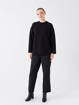 Bisiklet Yaka Kendinden Desenli Uzun Kollu Kad?n Tunik