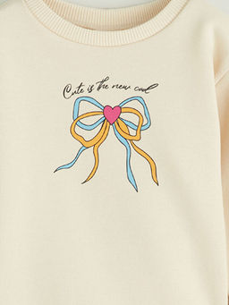 Bisiklet Yaka Bask?l? K?z ?ocuk Sweatshirt