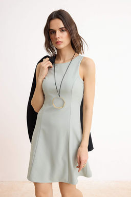 Siyah Etegi Volanl? Kal?n Ask?l? K?sa / Mini Esnek Dokuma Elbise TWOSS26EL00437 - Trendyolmilla фото 5