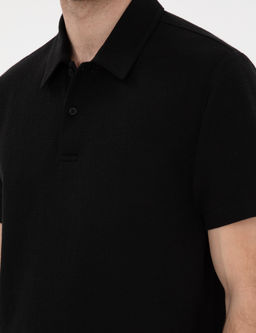 Siyah Slim Fit Polo Yaka Ti__rt