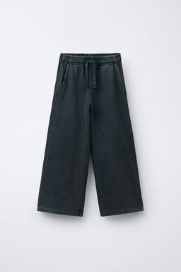 WASHED-EFFECT WIDE-LEG TROUSERS WITH STAR STUDS - Zara фото 6