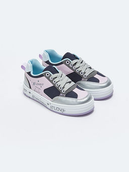 Bask? Detayl? Ba?c?kl? K?z ?ocuk Spor Ayakkab?