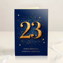 Открытка 4 шоколадки "23 (золотые цифры на синем)"