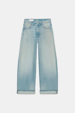 JEANS TRF BAGGY FOLDED ROTOS / Azul claro - Zara фото 8