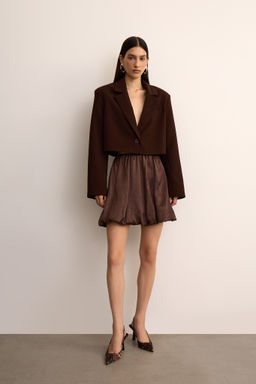 Юбка баллон мини из жатого сатина