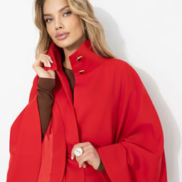 Жакет‑кейп на подкладе, Дикое притяжение (с поясом, красный) - Charutti фото 3