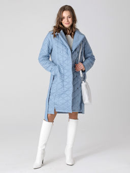 Еврозима! 24325 Полупальто дем. голубой - Dizzyway фото 2