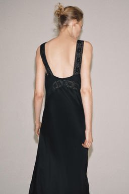 VESTIDO SATINADO ENCAJE ZW COLLECTION / Negro - Zara фото 2