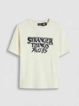 Bisiklet Yaka Stranger Things Bask?l? Erkek ?ocuk Ti??rt