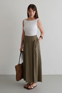 Haki Genis Paca Modal Tuseli Etek Gorunumlu Pantolon TWOSS26PL00081 - Trendyolmilla фото 4