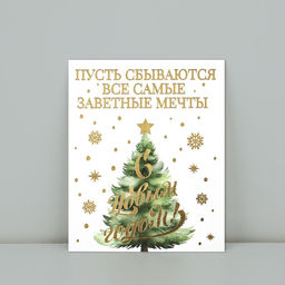 Цена за 5 шт. Открытка на акварельном картоне С Новым годом, тиснение, 10.5?8.5 см