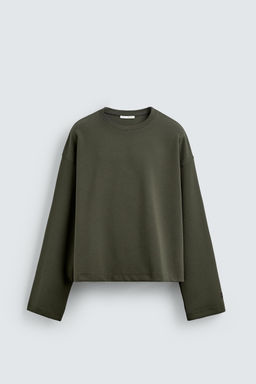 SUDADERA CROPPED FIT INTERLOCK / Verdoso - Zara фото 6