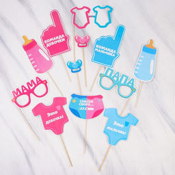 Набор фотобутафории Гендер пати, 12 предм., 20 х 30 см