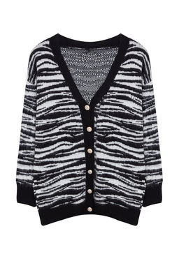 Siyah Yumusak Dokulu Zebra Desenli Triko H?rka TWOAW25HI00239 - Trendyolmilla фото 6