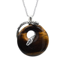 Подвеска с тигровым глазом Змея в кольце 30*40мм