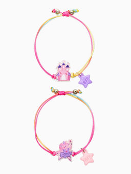Цена за 2 шт. Браслеты детские парные «Выбражулька. Неразлучники. Замок и звезды», фиолетовый, розовый