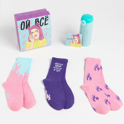 Набор подарочный KAFTAN «Ой все», термос, носки 3 пары, размер 36-39 (23-25 см), открытка