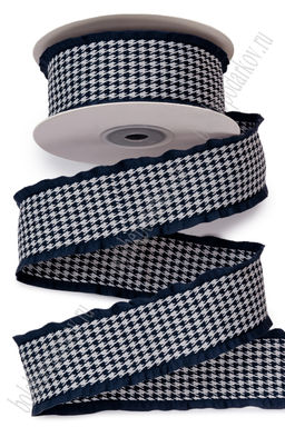 Лента с волнистым краем 4 см*10 ярд "Гусиная лапка" (SF-7739) темно-синий