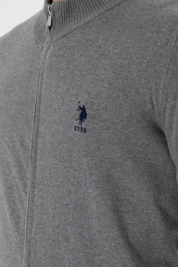 Мужской серый меланжевый базовый трикотажный кардиган Неожиданная скидка в корзине - U.s. polo assn фото 7