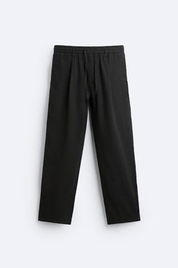 PLEATED COTTON - LINEN TROUSERS - Zara фото 17