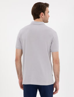 A__k Gri Slim Fit %100 Pamuk K_vr_lmaz Polo Yaka Basic Ti__rt