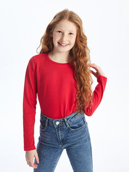 Bisiklet Yaka Basic Uzun Kollu K?z ?ocuk Ti??rt